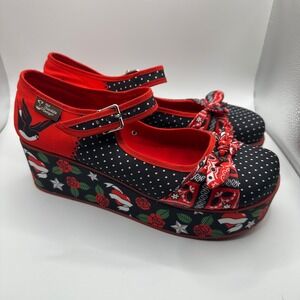Retro Polka Dot Platform Mary Janes in Red & Black